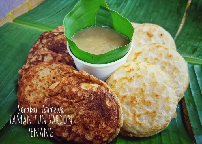 serabai – coconut milk rice pancake with palm sugar syrup dip