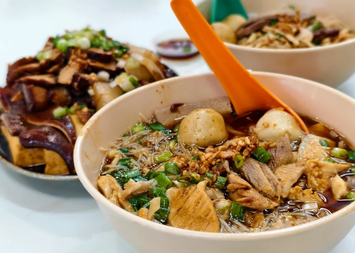 koay teow soup loaded with chicken, pork, fish balls by super star, penang